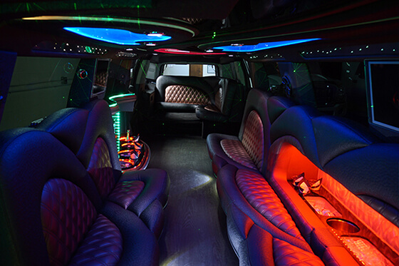 colored lights on the limo